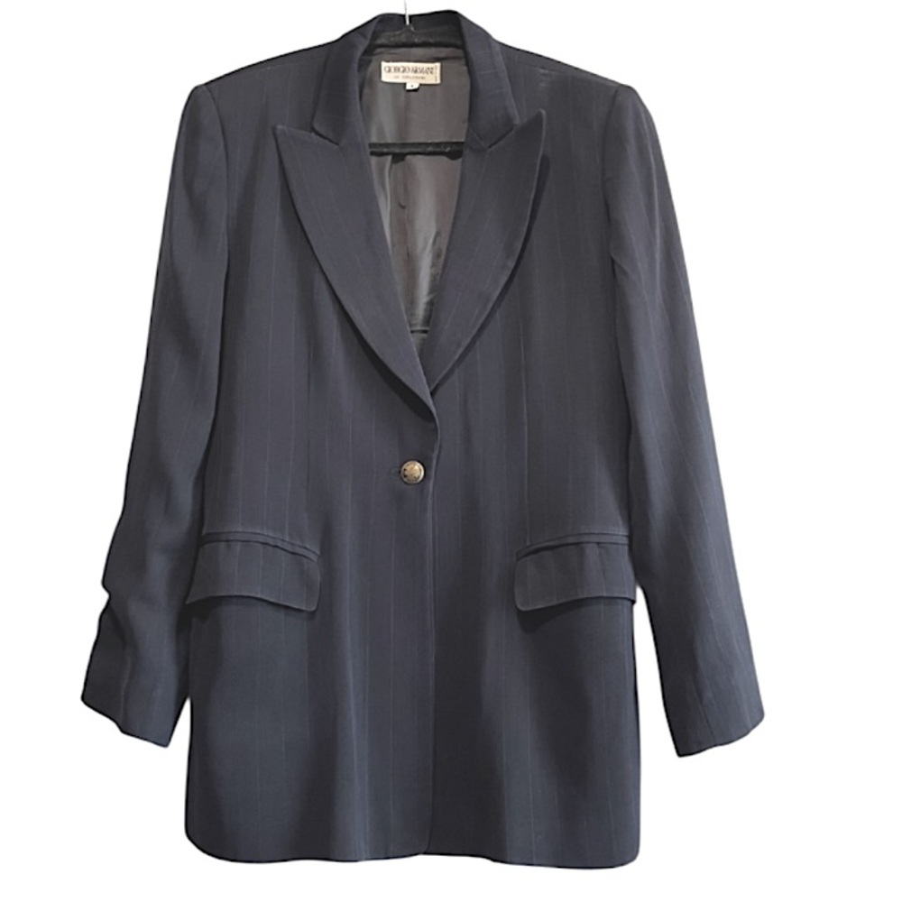 Giorgio Armani Italian Made Strips Navy Pinstripe Women's Blazer Size 4